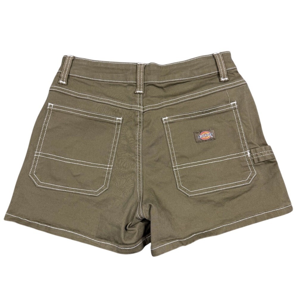 Dickies Carpenter Shorts Womens 25‎ Army Green Contrast Stitch Workwear - Picture 2 of 8